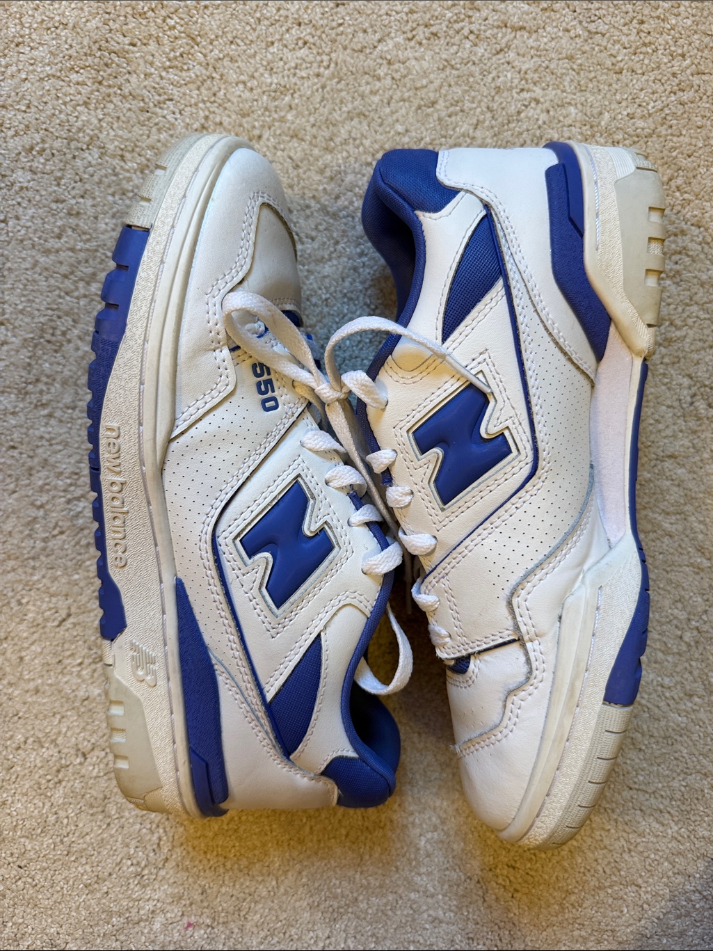 New Balance White And Royal Blue Retro 550 Sneakers